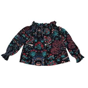 Tuckernuck Midnight Garden Peacock Off the Shoulder Marguerite Blouse Size S